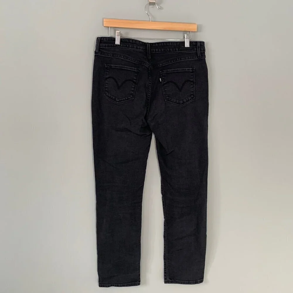 Levi's Mid‎ Rise Skinny Jeans Women 12M Black Stretch Denim